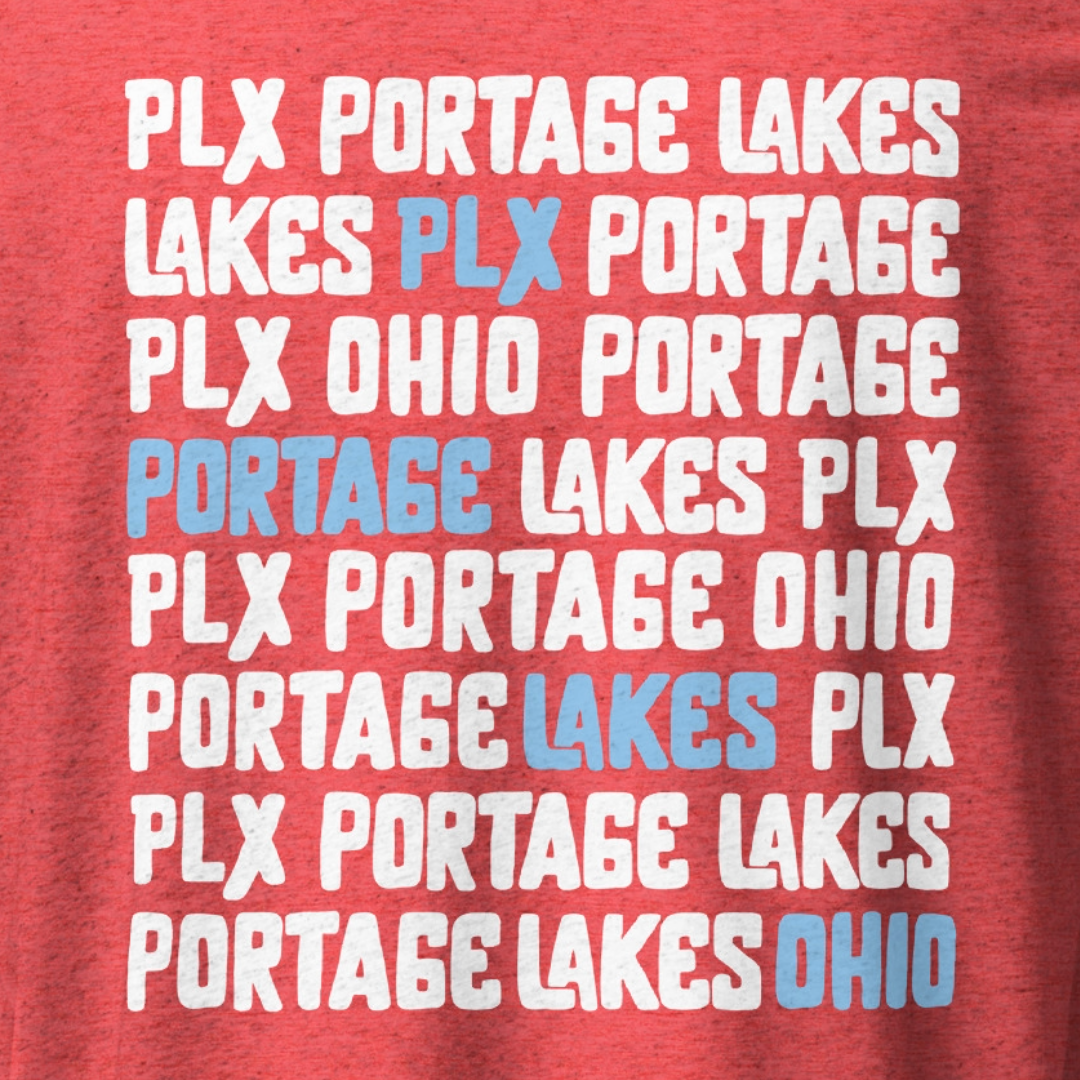Portage Lakes Map + PLX Word Block on Back