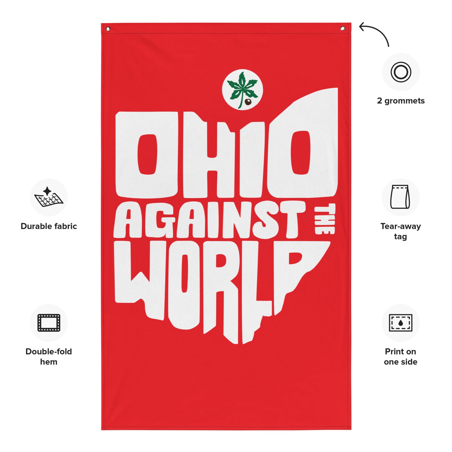 "Ohio Against the World" Flag Red Vertical