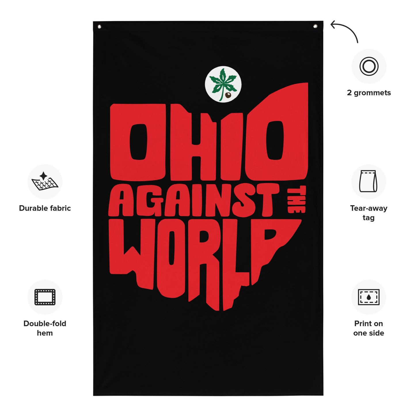 "Ohio Against the World" Flag Black Vertical