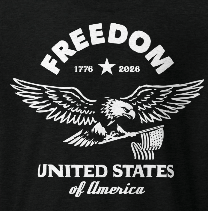 Freedom 1776–2026 United States of America T-Shirt (Front Print Only)