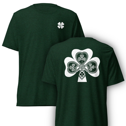 Shamrock Front + Modern Celtic Back Print T‑Shirt