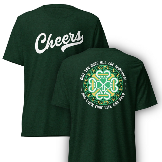 Cheers T‑Shirt + Celtic Design Back Print