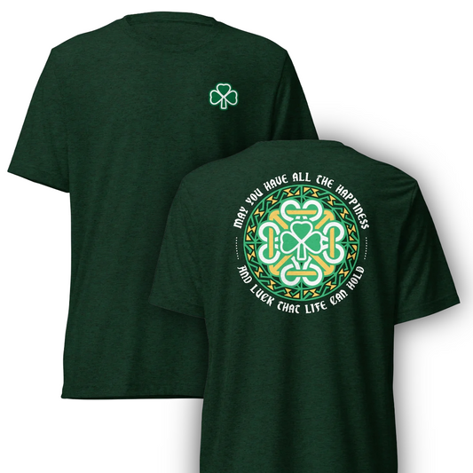Shamrock Front + Celtic Wishes Back T‑Shirt
