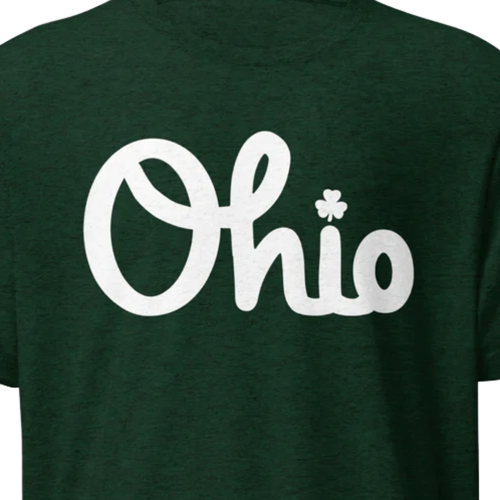Script Ohio T-shirt + Shamrock (Front Print Only)