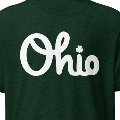 Script Ohio T-shirt + Shamrock (Front Print Only)