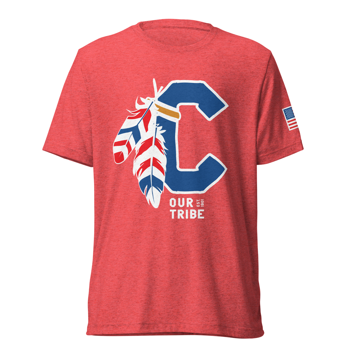 C feathers  "Our Tribe" + American Flag on sleeve